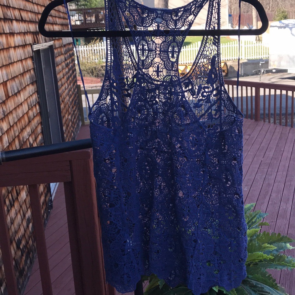 Lauren Conrad crochet tank in Navy